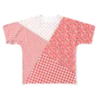 【公式】まるいねこのパッチワーク風Tシャツ ～ Red ～ All-Over Print T-Shirt