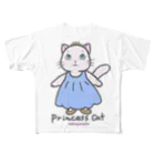 ゆきだるまころころのねこのお姫さま（ブルー） All-Over Print T-Shirt