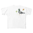 Panda factoryの刺繍の鳩ぽっぽ All-Over Print T-Shirt