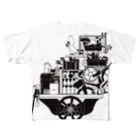 ろう飼い主のモノクロ荷車２ All-Over Print T-Shirt