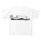 Poooompadoooourの本と、なまけもの(モノクロ) All-Over Print T-Shirt