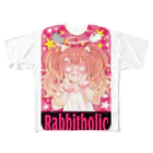 RABBITISM!のRabbitholic(文字入り) フルグラフィックTシャツ