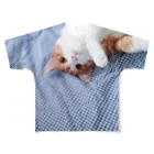 ๑ tomo jooooonai ๑のひょっこり満足猫 フルグラフィックTシャツ