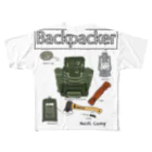ハイジのキャンプのBackpacker フルグラフィックTシャツ