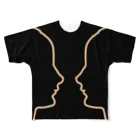krakatukの『ある女性の肖像』ルビンの壺風 （ブラック） フルグラフィックTシャツ