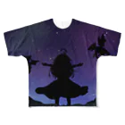 貴波てよりの夜空と少女とドラゴン フルグラフィックTシャツ