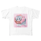 萌獣ファクトリー「純屋」の萌獣 猫 ポンデニャイオン：さくらんぼ All-Over Print T-Shirt