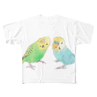 まめるりはことりのセキセイインコ　ちょこんとせきせいんこーず【まめるりはことり】 All-Over Print T-Shirt