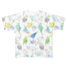 まめるりはことりのたくさんセキセイインコちゃん【まめるりはことり】 フルグラフィックTシャツ