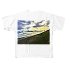 Wind-sunの夕暮れの海 フルグラフィックTシャツ