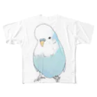 まめるりはことりの可愛いジャンボセキセイインコ【まめるりはことり】 フルグラフィックTシャツ