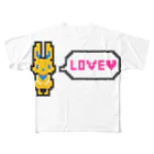 manaのドット絵風うさぎ「LOVE」 フルグラフィックTシャツ