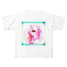 A'S WORLDのPINK×greenFLOWER フルグラフィックTシャツ