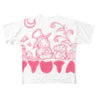 あまみやのフシギの森のピュータ pink フルグラフィックTシャツ