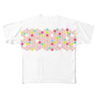 3pondSのpink honeycomb フルグラフィックTシャツ