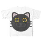 嶌星堂の黒猫・黄眼 フルグラフィックTシャツ