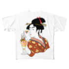 浮世絵プラス【GRAY PLUS】の浮世絵女性＋パフェ フルグラフィックTシャツ