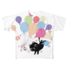 イラスト MONYAAT のくろねこの風船の種*A All-Over Print T-Shirt