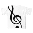 musicfulのト音記号 フルグラフィックTシャツ