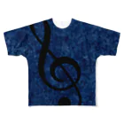 musicfulのト音記号　青 フルグラフィックTシャツ