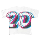 しぶき   やのアナグリフ2D All-Over Print T-Shirt