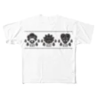 トンガリゴートの狸・狐・猫-黒- All-Over Print T-Shirt