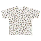 ヤム烈のカワウソいっぱいTシャツ白 フルグラフィックTシャツ