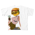 水彩屋の誘惑バーガール フルグラフィックTシャツ