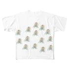 フジタサイキョウのヤシの木と蝶々の合体女子 All-Over Print T-Shirt