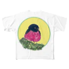 Nellyhime のアートのスズメ (Pink Robin) フルグラフィックTシャツ