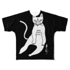 megumiillustrationのしろねこペロリ フルグラフィックTシャツ