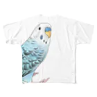 まめるりはことりの振りむきセキセイインコちゃん【まめるりはことり】 フルグラフィックTシャツ