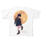 キッズモード某の月と黒ワンピの女の子 All-Over Print T-Shirt