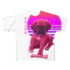 Vibin Designsの子犬ネオンかわいいステッカー  おもしろ   写真  フルグラフィックTシャツ