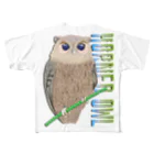 LalaHangeulのHORNED OWL (ミミズク) フルグラフィックTシャツ