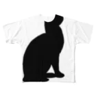 謎の闇ショップのシルエット猫 フルグラフィックTシャツ