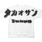 ハクのTシャツ屋のカタカナ高尾山(黒） All-Over Print T-Shirt :back