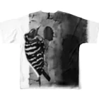 下田村の鳥の絵・バードウォッチング・コゲラ All-Over Print T-Shirt :back