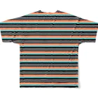 many many stripes.のボーダー水色ピンク フルグラフィックTシャツの背面