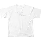 ミラくまのI LOVE Tribe　白文字背景透明 All-Over Print T-Shirt :back