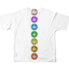 💖宇宙整体♪🌈♪こころからだチャンネル♪💖のFlower of  Life waving  🌈LOGO version フルグラフィックTシャツの背面