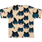 変なAIばっかのＴシャツ屋さんの黒猫　AI葛飾北斎 フルグラフィックTシャツの背面