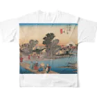 寿めでたや(ukiyoe)の歌川広重_東海道五拾三次之内　川崎 六郷渡舟 All-Over Print T-Shirt :back