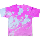 ペペロンチーノ鯵島の飛び墨 (White×Pink) All-Over Print T-Shirt :back