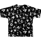 親子設計 CHIiKu MOJi『知育文字』のアルファベット/モノトーン総柄 All-Over Print T-Shirt :back