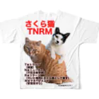 Dede's Furriendsのさくら猫チャンミーとココロ フルグラフィックTシャツの背面