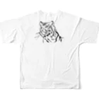 junichi-goodsの虎（モノクロ） All-Over Print T-Shirt :back