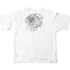 junichi-goodsのパグ（モノクロ） 풀그래픽 티셔츠の背面
