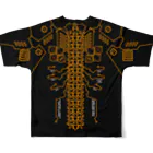 新城技術工房の背骨アーマー/黒橙 改 フルグラフィックTシャツの背面