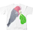 Lily bird（リリーバード）のチンゲン菜食べるモモイロインコ フルグラフィックTシャツの背面